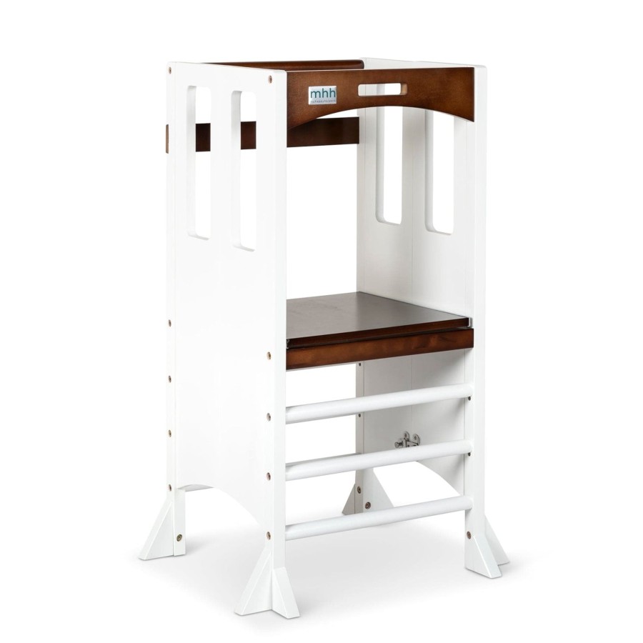 Learning Towers My Happy Helpers | Adjustable Bi-Fold Tower - White And Walnut