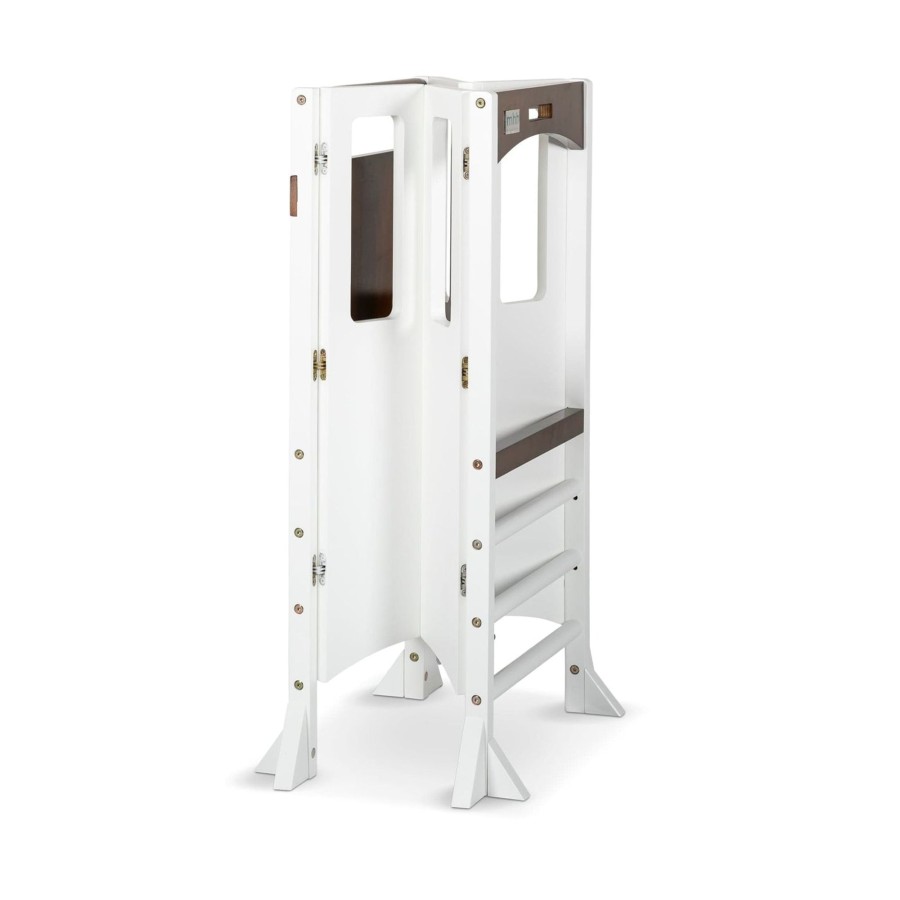 Learning Towers My Happy Helpers | Adjustable Bi-Fold Tower - White And Walnut