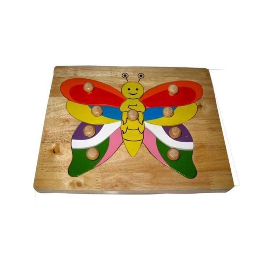 Kids Toys Qtoys Wooden Toys | Butterfly Knob Puzzle