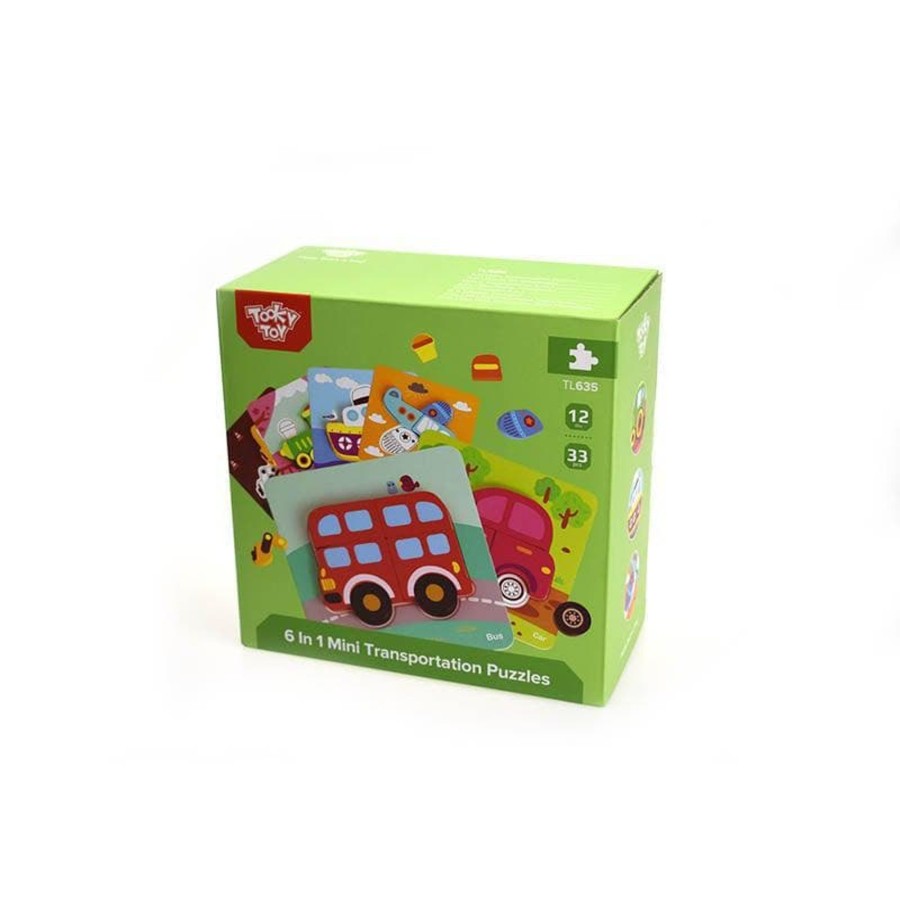 Kids Toys Tooky Toys Wooden Puzzles | 6 In 1 Mini Transportation Puzzle