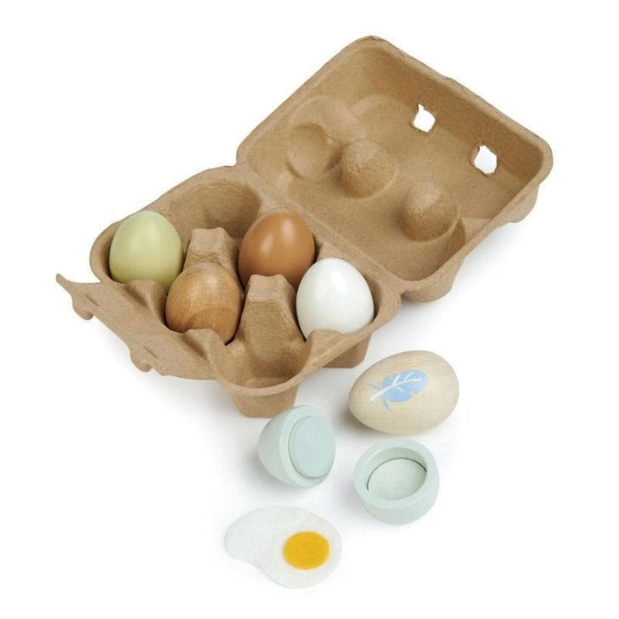 Kids Toys Tender Leaf Toys Wooden Food Sets | Wooden Eggs - 6Pcs