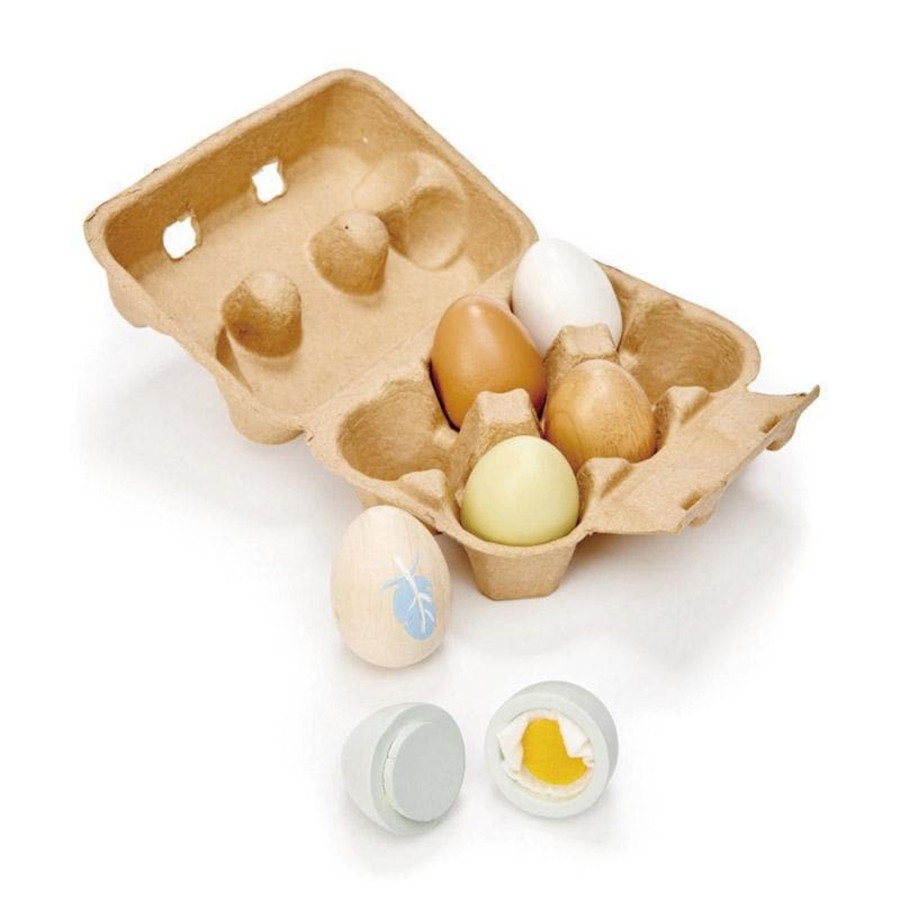 Kids Toys Tender Leaf Toys Wooden Food Sets | Wooden Eggs - 6Pcs