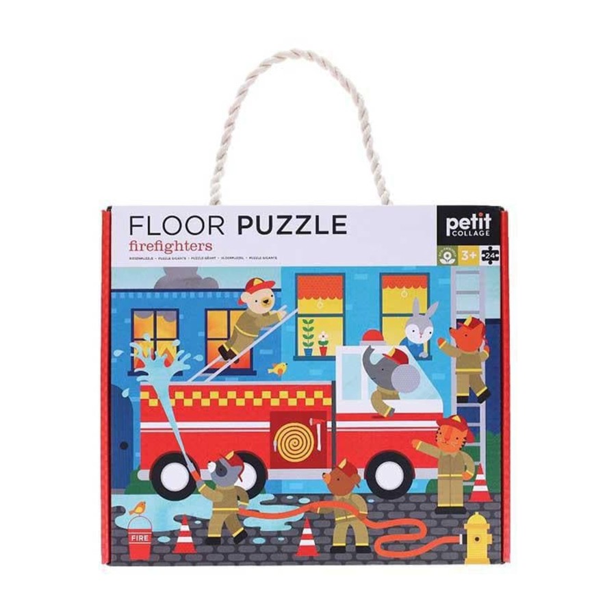 Kids Toys Petit Collage Fire Truck Toys | Firefighters Floor Puzzle