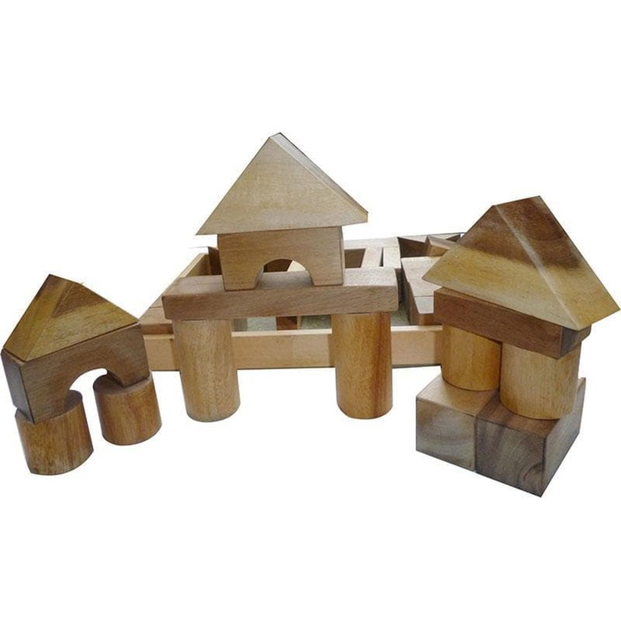 Kids Toys Qtoys Wooden Toys | Natural Wood Blocks 34 Pcs