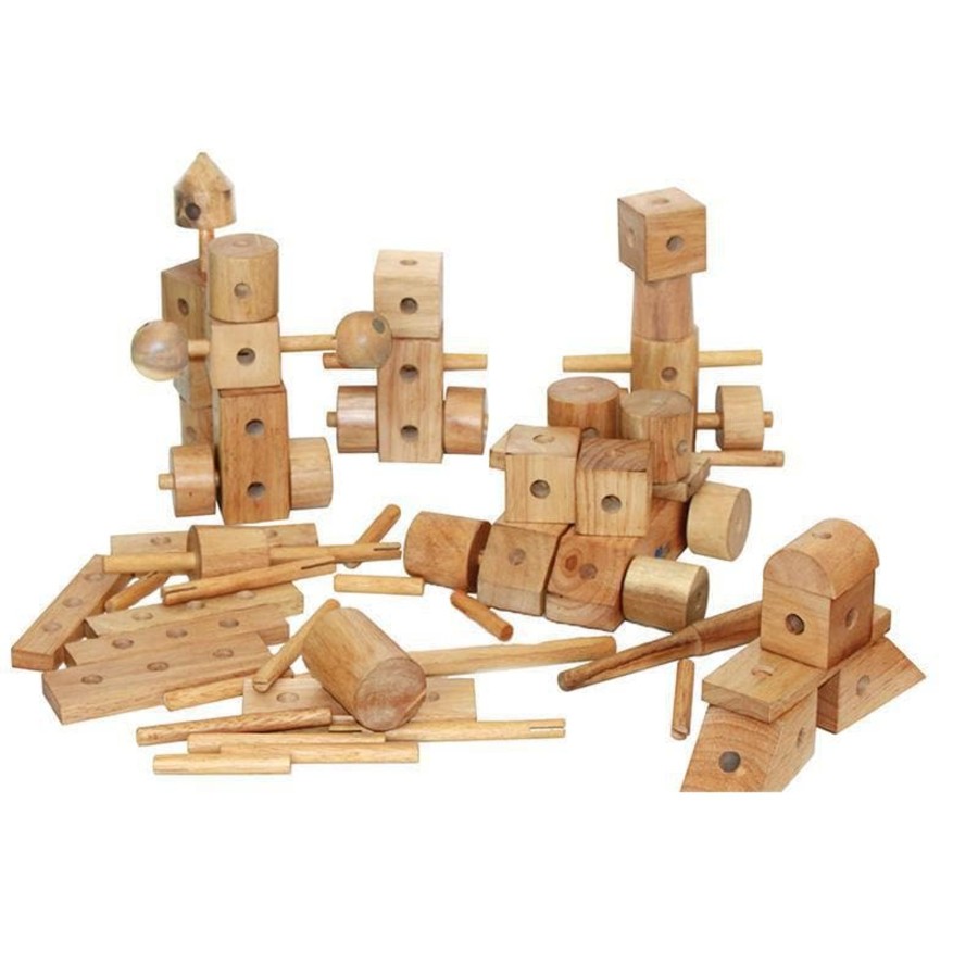 Kids Toys Qtoys Wooden Toys | Natural Wood Construction Set