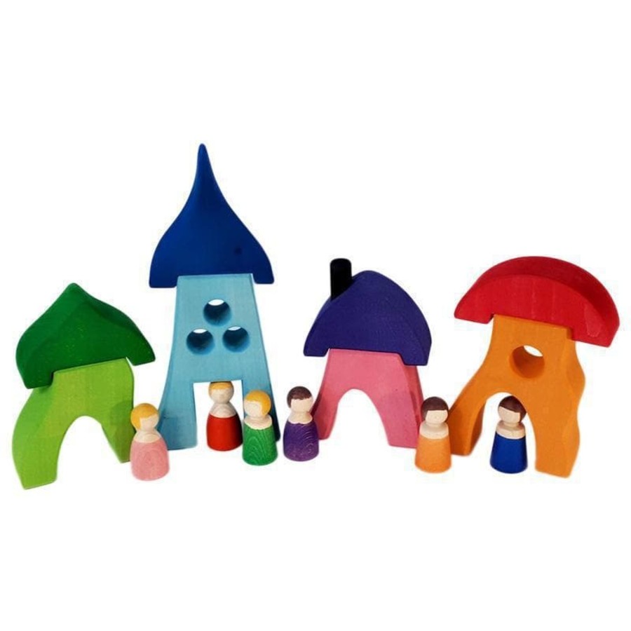 Kids Toys Bauspiel Building Playscapes | Bauspiel 4 Houses/8Pc