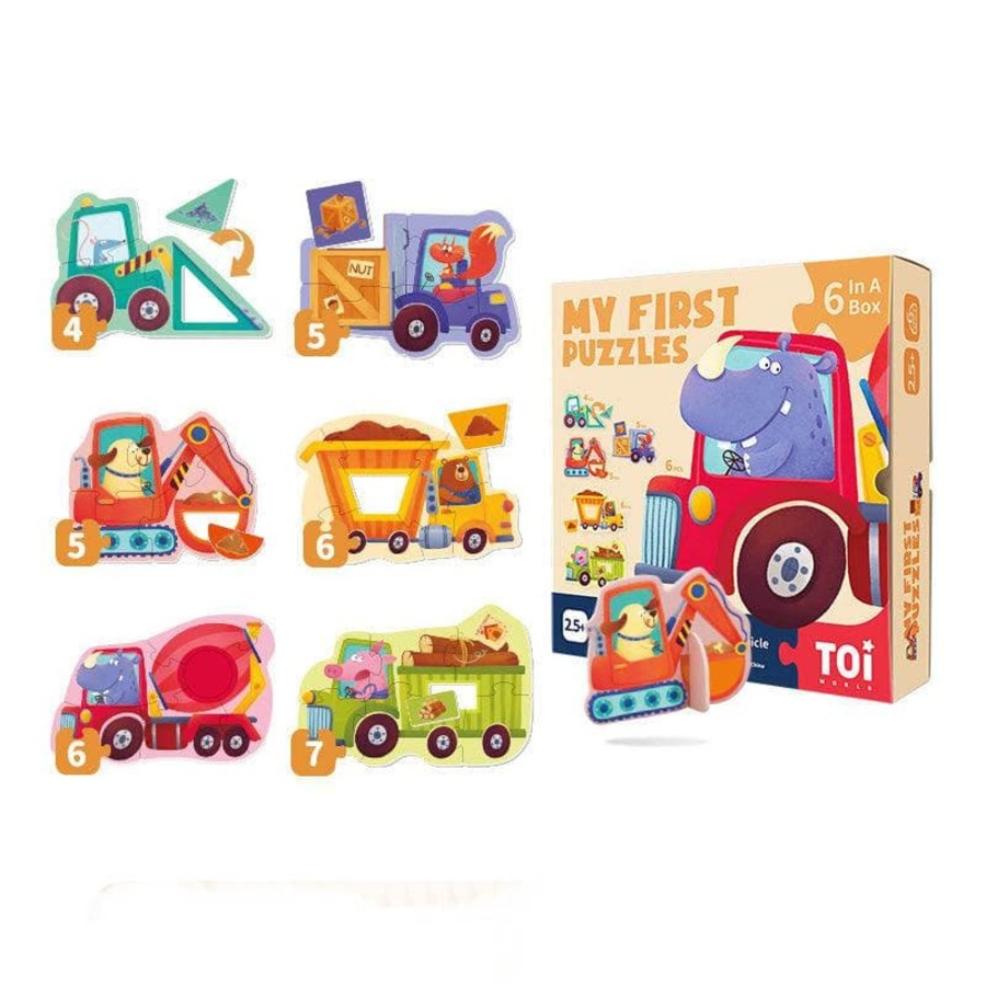 Kids Toys Toi World Wooden Puzzles | My First Puzzles - Shape & Construction Vehicle