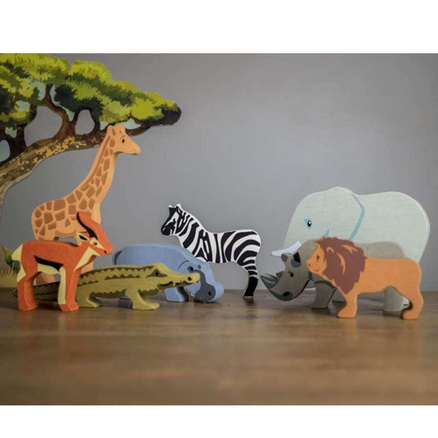 Kids Toys Tender Leaf Toys Wooden Animals | 8 Safari Animals