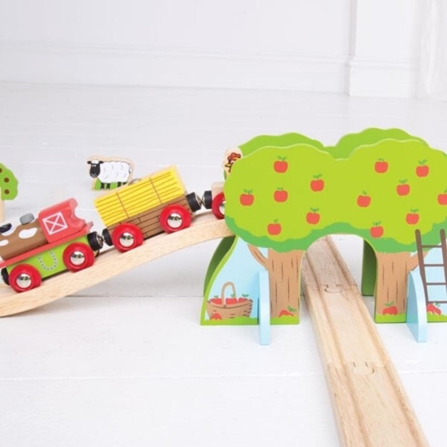 Kids Toys Bigjigs Wooden Train Sets | Wooden Farm Train Set