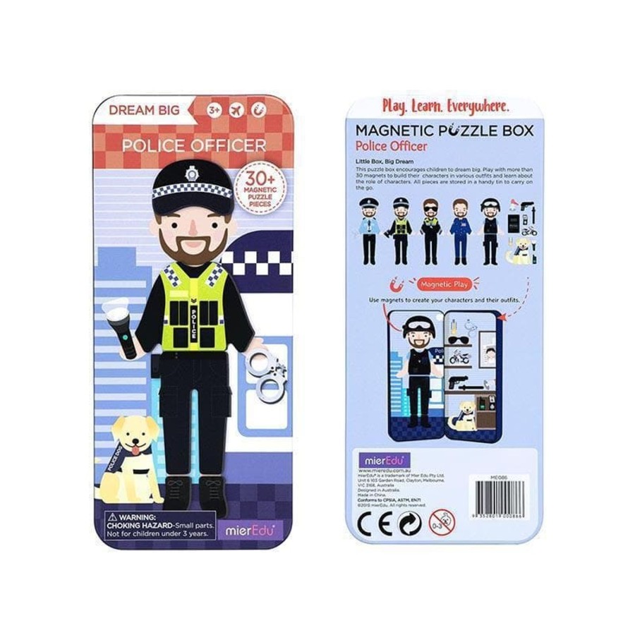 Kids Toys mierEdu Magnetic Play Sets | Magnetic Puzzle Box - Police Officer