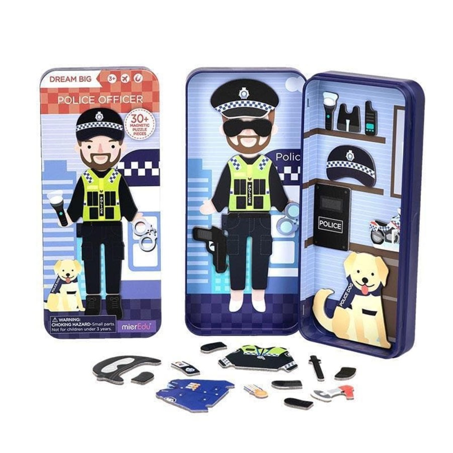 Kids Toys mierEdu Magnetic Play Sets | Magnetic Puzzle Box - Police Officer