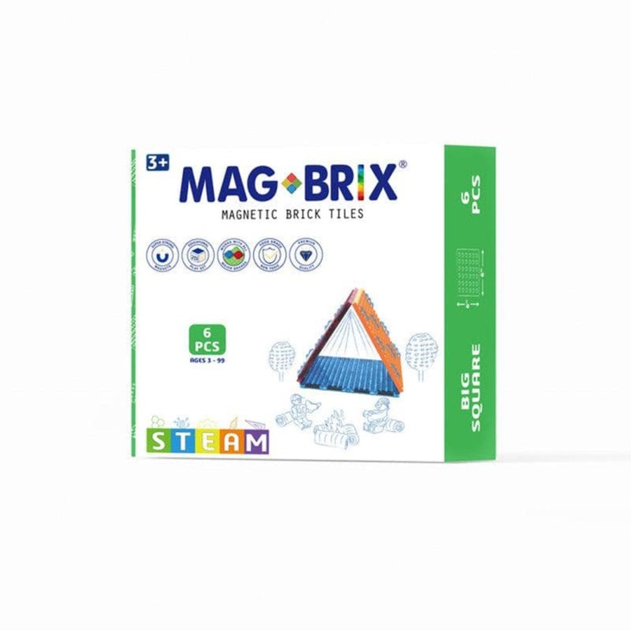 Kids Toys Magblox Construction Blocks | Magbrix 6Pcs Big Square Pack