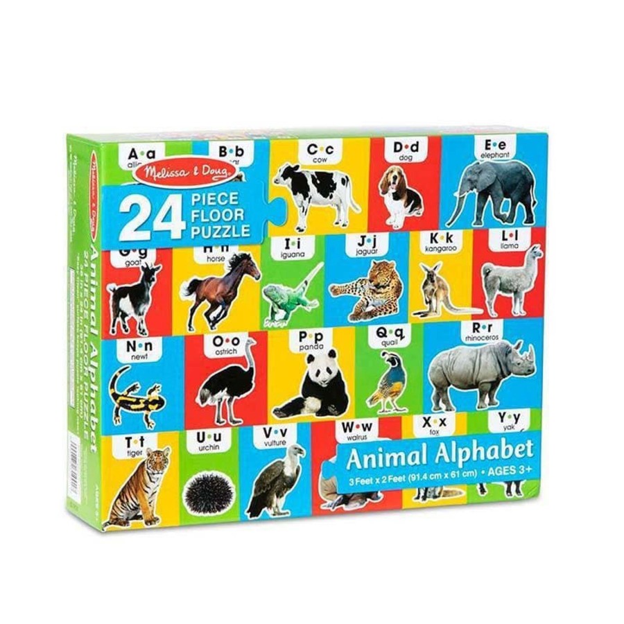 Kids Toys Melissa & Doug Wooden Puzzles | Animal Alphabet Floor Puzzle - 24Pc