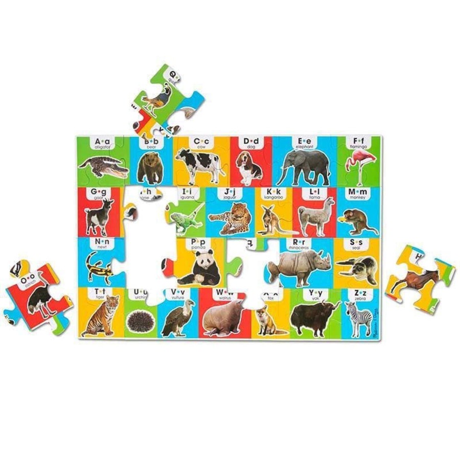 Kids Toys Melissa & Doug Wooden Puzzles | Animal Alphabet Floor Puzzle - 24Pc