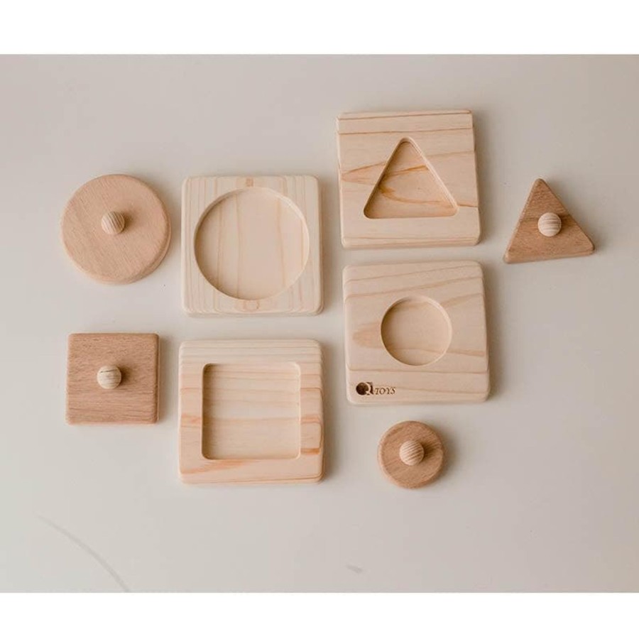 Kids Toys Qtoys Wooden Puzzles | Single Shape Puzzle - Set Of 4