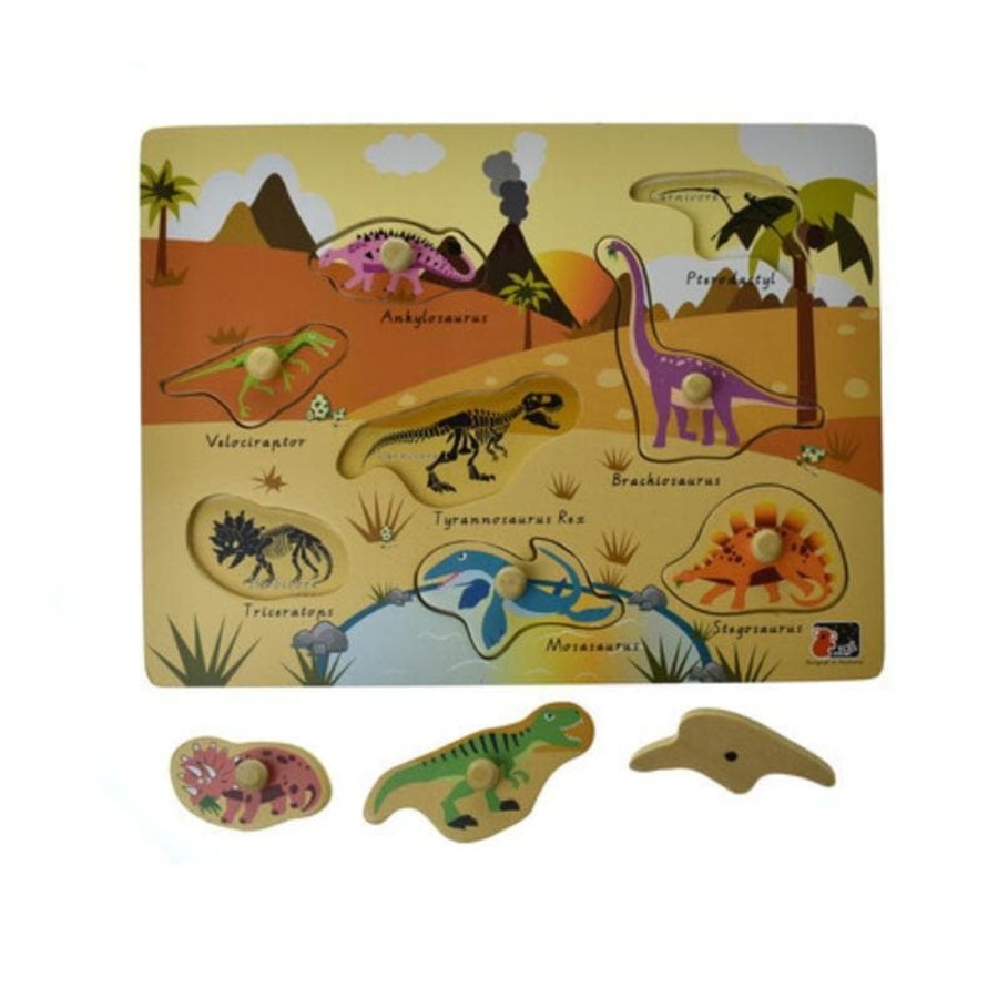 Kids Toys Koala Dream Wooden Puzzles | 2 In 1 Dinosaur Peg Puzzle