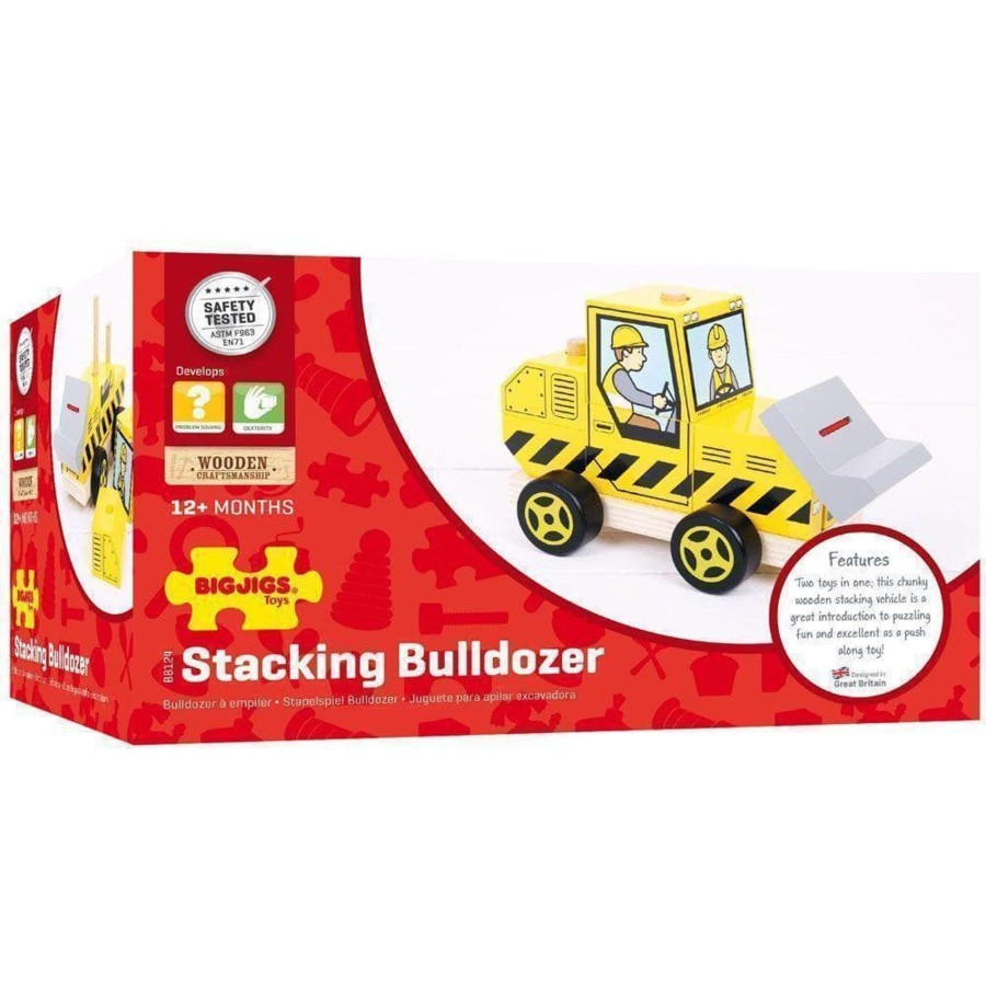 Kids Toys Bigjigs Construction Vehicle Toys | Stacking Bulldozer