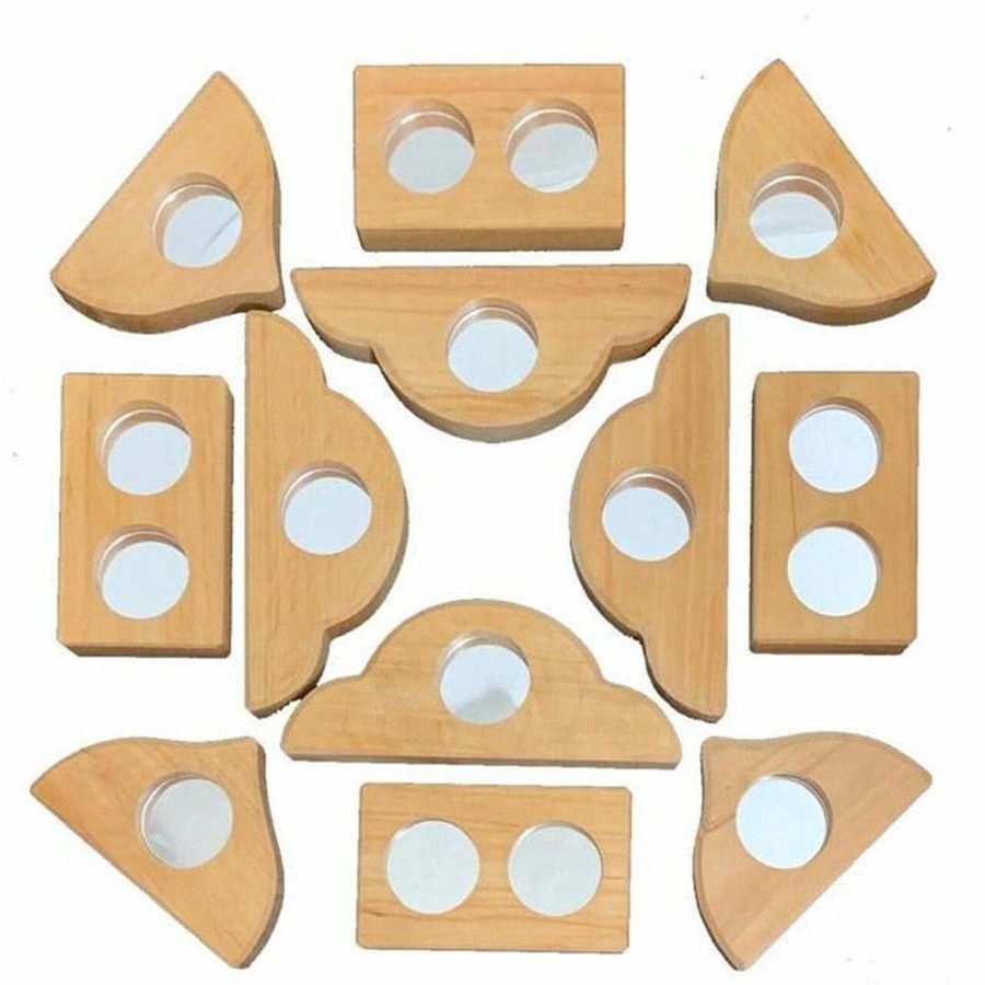 Kids Toys Bauspiel Wooden Toys | Bauspiel Mirror Blocks - 12Pc