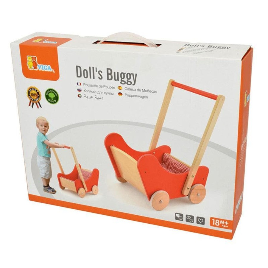 Kids Toys Viga Toys Role Play | Doll Buggy - Red