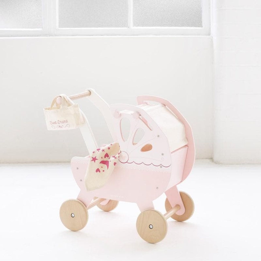 Kids Toys Le Toy Van Wooden Doll Prams | Honeybake Sweet Dreams Pram (Pink)