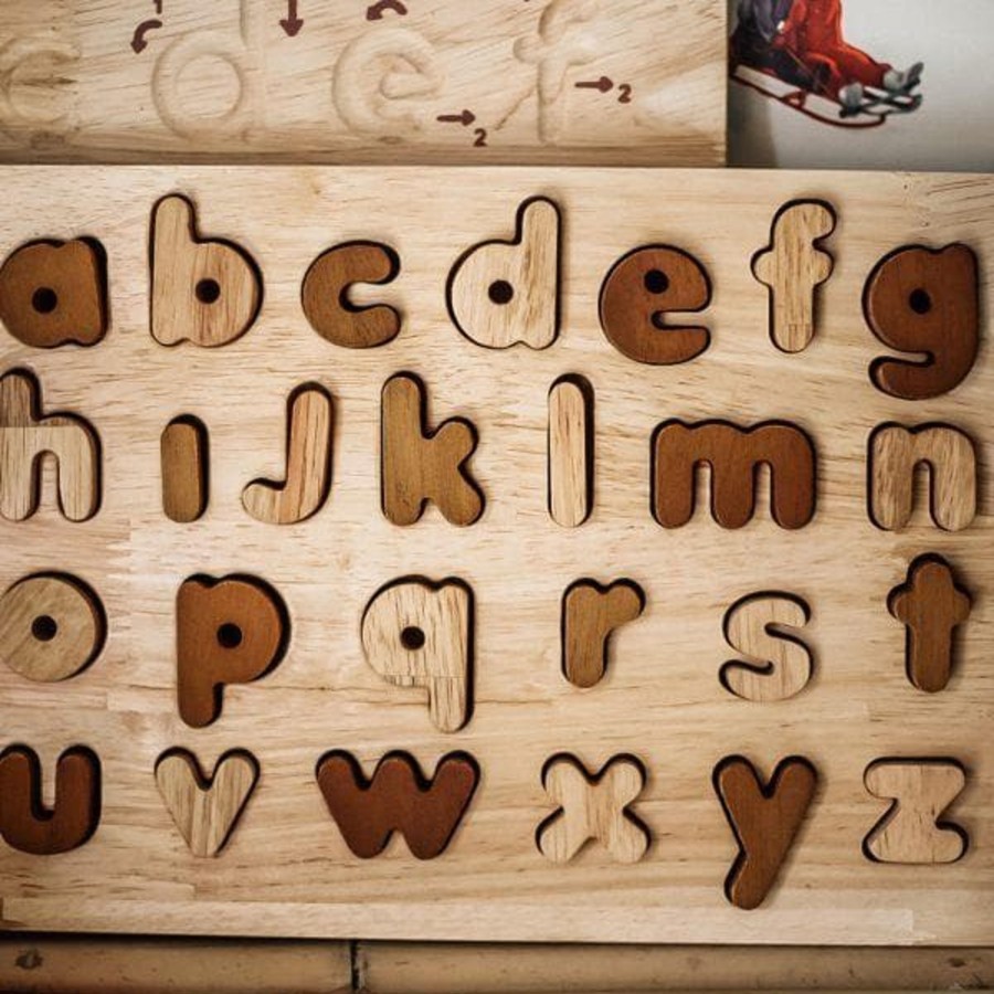 Kids Toys Qtoys Literacy & Language | Natural Lower Case Letter Puzzle