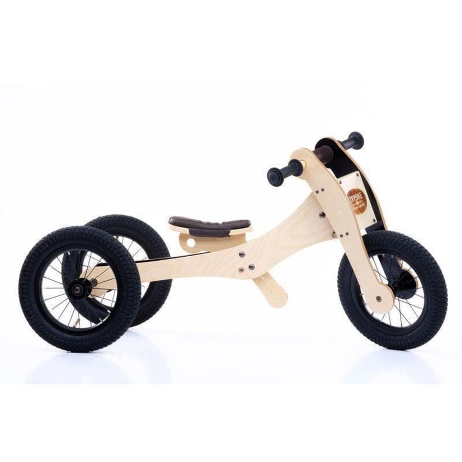 Kids Toys Trybike | 4 In 1 Wooden Bike - Brown - Saddle Seat Cover & Chin Protector