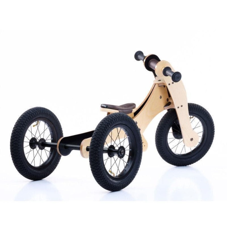 Kids Toys Trybike | 4 In 1 Wooden Bike - Brown - Saddle Seat Cover & Chin Protector