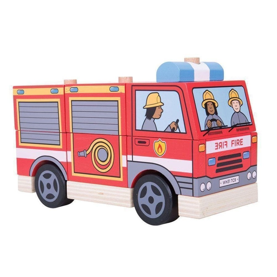 Babies & Toddlers Bigjigs Stacking Toys | Stacking Fire Engine