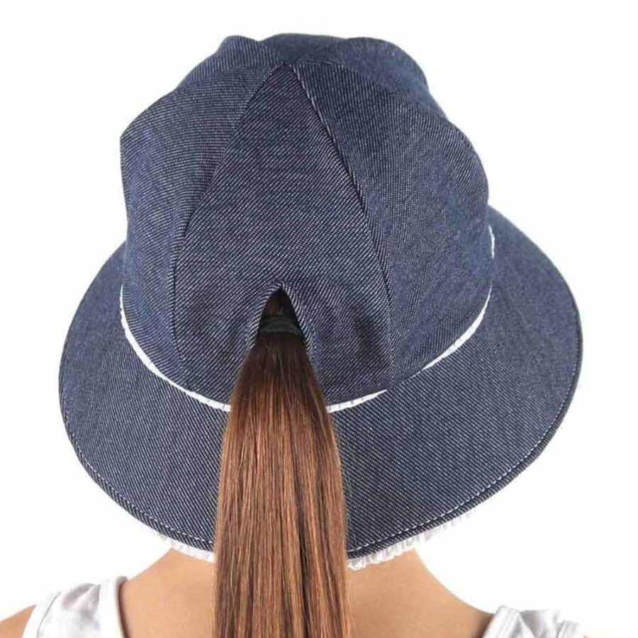 Kids Toys Bedhead Hats Outdoor Toys | Ponytail Bucket Sun Hat - Denim Ruffle