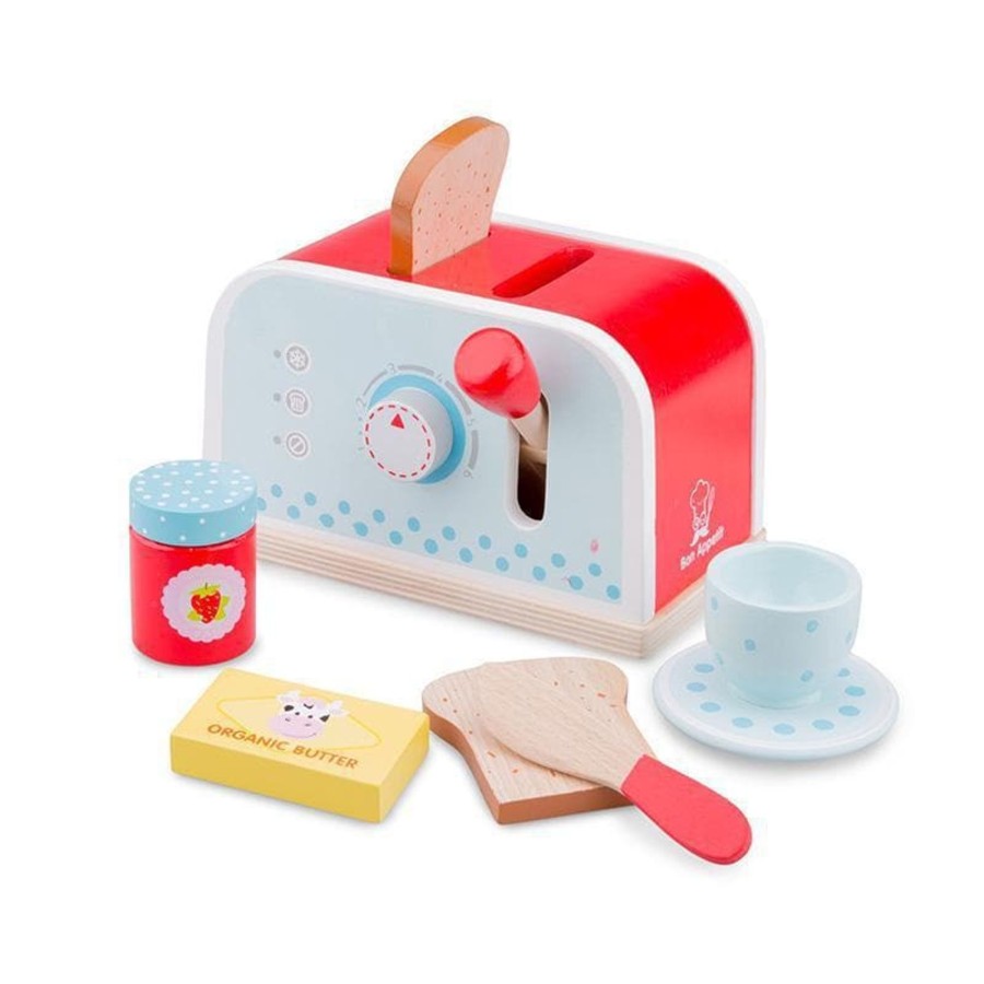 Kids Toys New Classic Toys Wooden Food Sets | Wooden Toaster - Blue