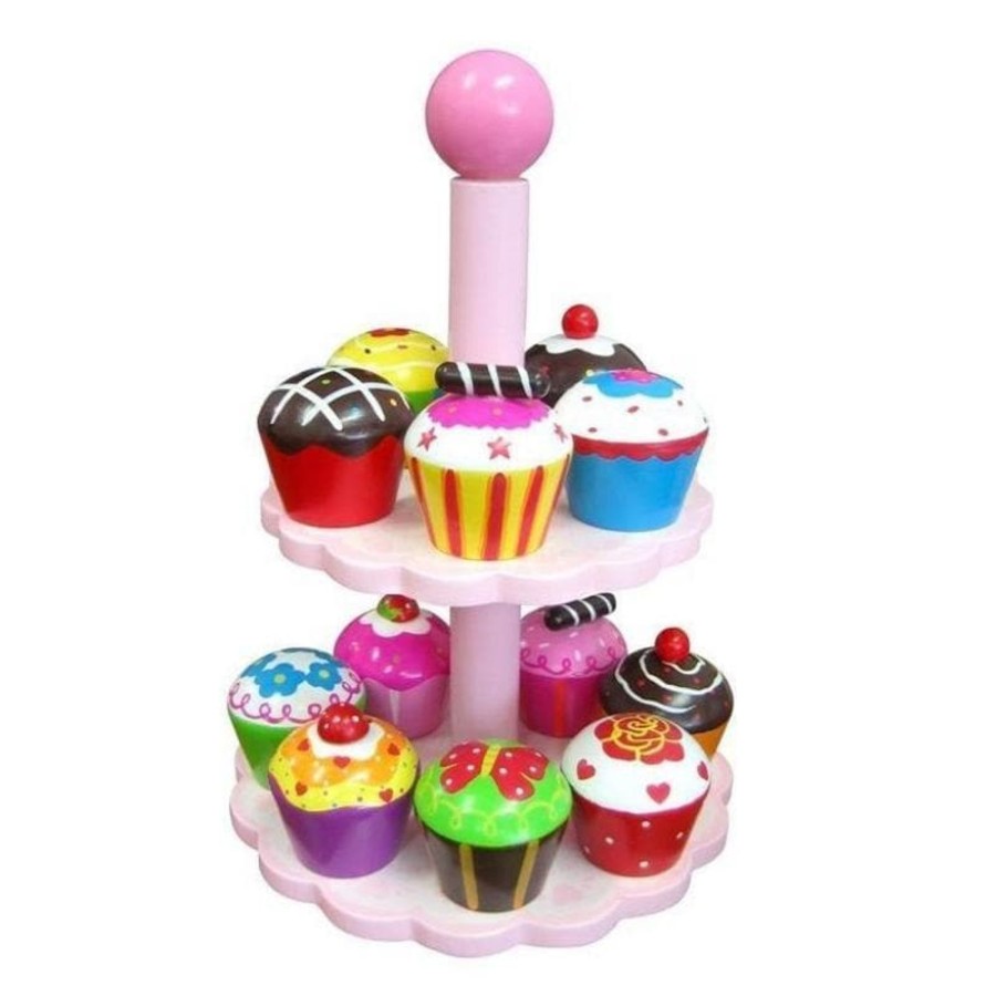 Kids Toys Fun Factory Wooden Food Sets | Wooden Cupcake Stand