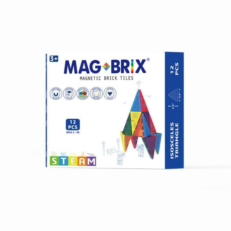 Kids Toys Magblox Construction Blocks | Magbrix 12Pcs Isosceles Triangle Pack