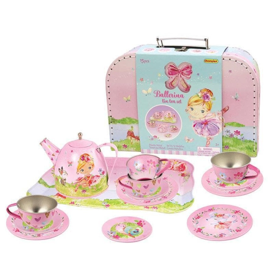 Kids Toys Kaper Kidz Wooden Food Sets | Ballerina Tin Tea Set In Suitcase