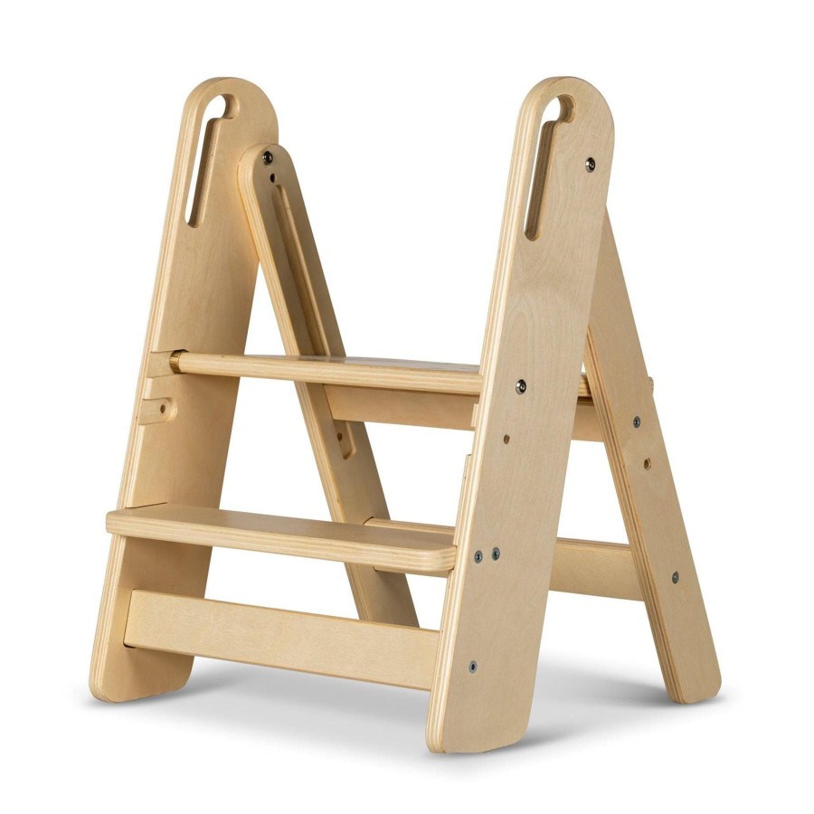 Learning Towers My Happy Helpers | Steps2 Learning Adjustable Folding Step Stool - Varnish