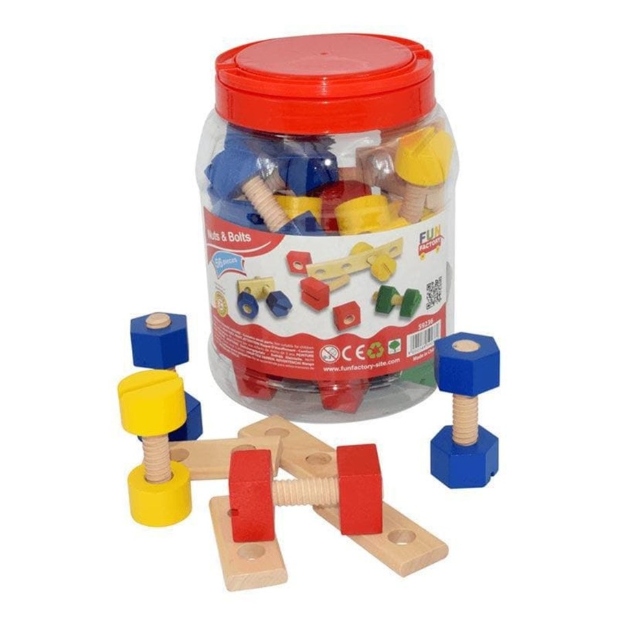 Kids Toys Fun Factory Fine Motor Skills Toys | Nuts & Bolts In A Jar - 56Pcs