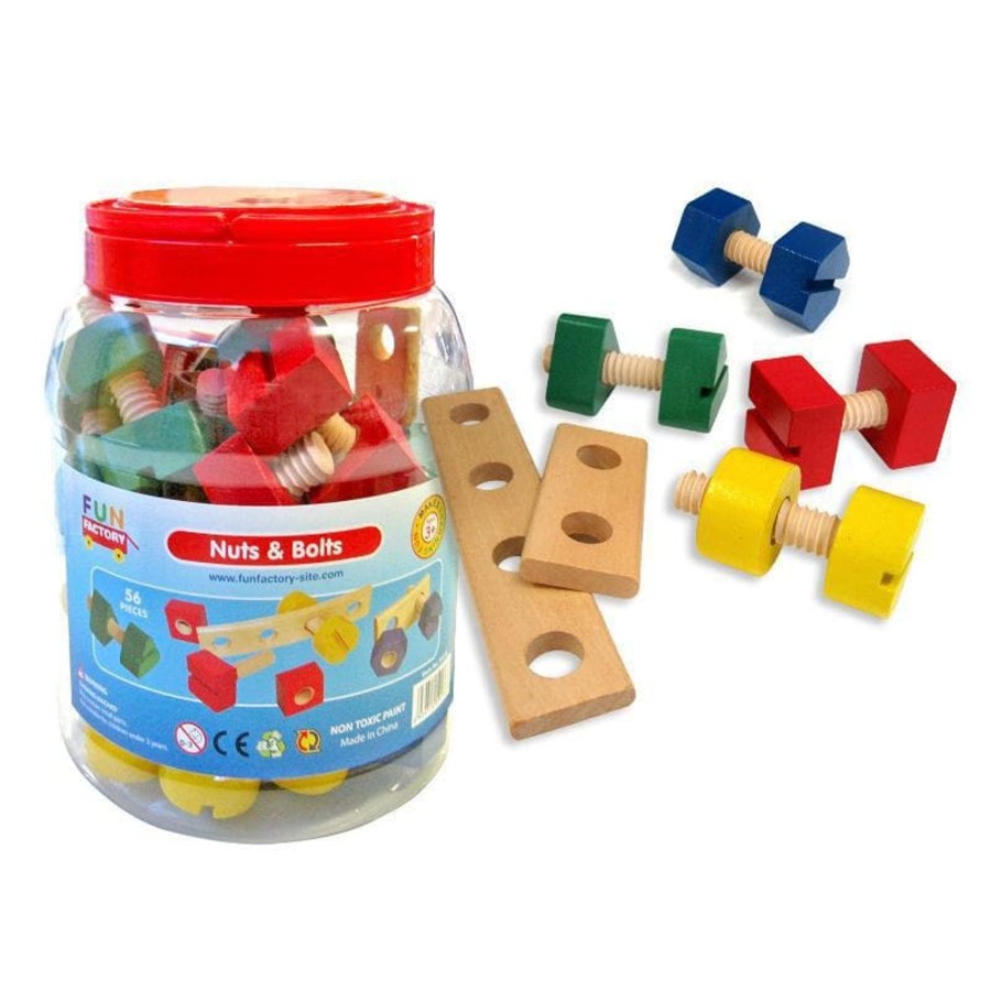 Kids Toys Fun Factory Fine Motor Skills Toys | Nuts & Bolts In A Jar - 56Pcs