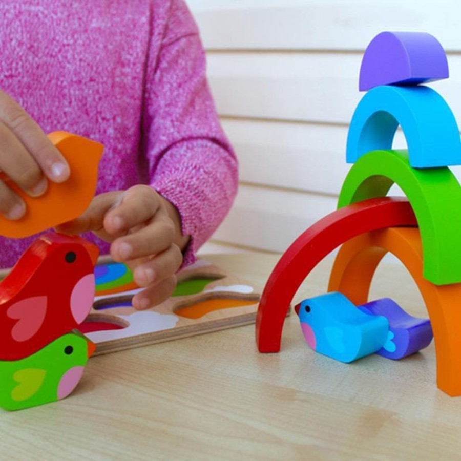 Kids Toys Kiddie Connect Wooden Toys | Bird And Rainbow Puzzle