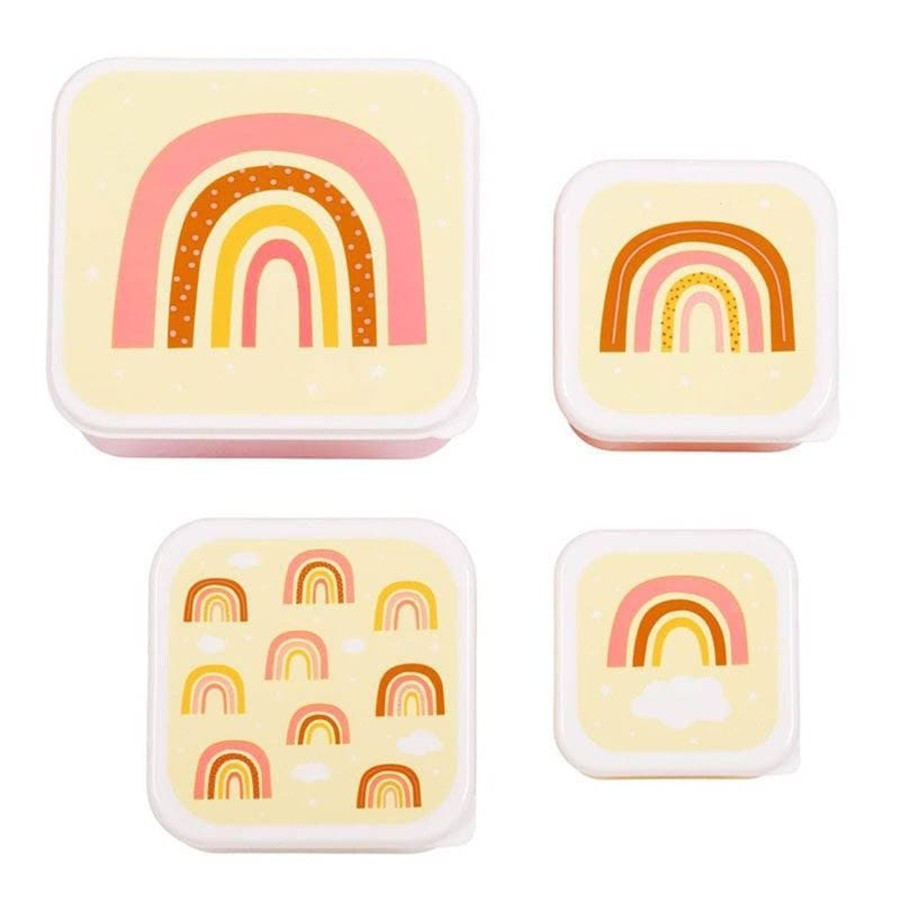 Kids Toys A Little Lovely Company Wooden Food Sets | Rainbows Lunch & Snack Box - Set Of 4