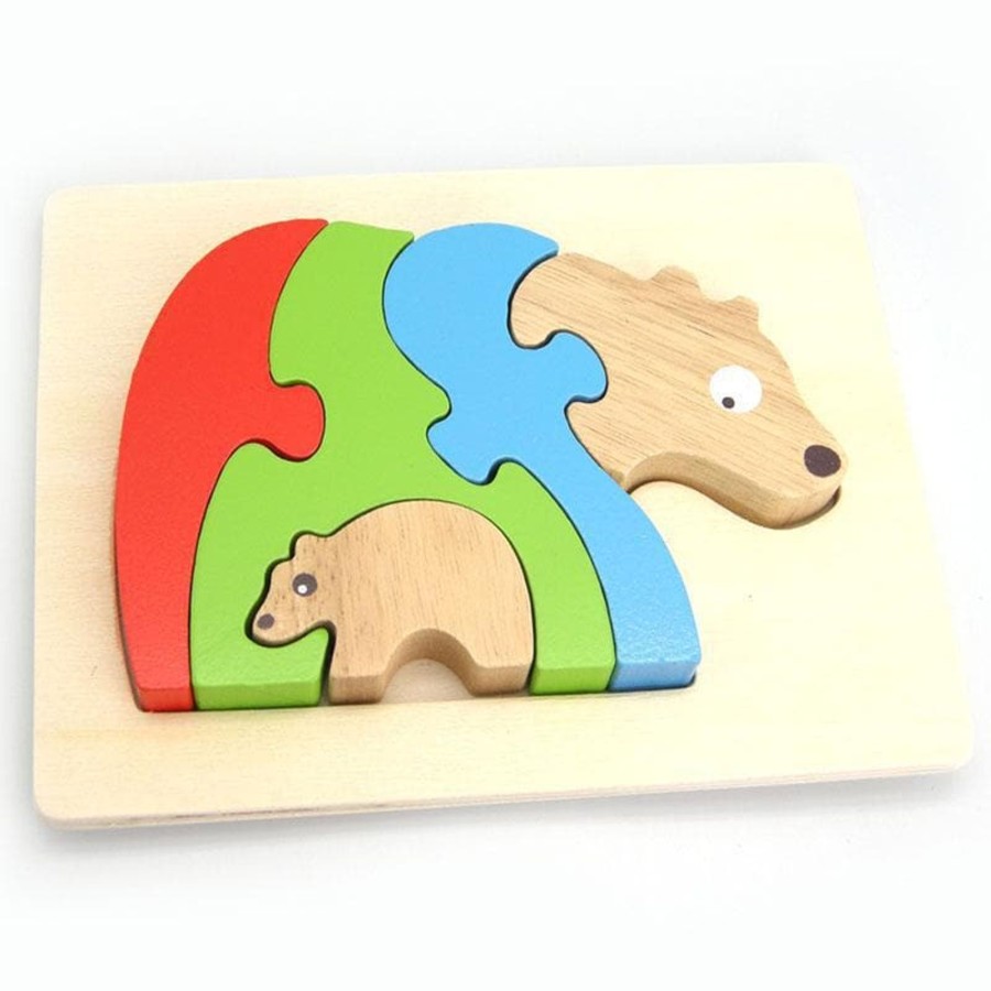 Kids Toys Kaper Kidz Wooden Puzzles | Stacking Jigsaw - Bear & Baby