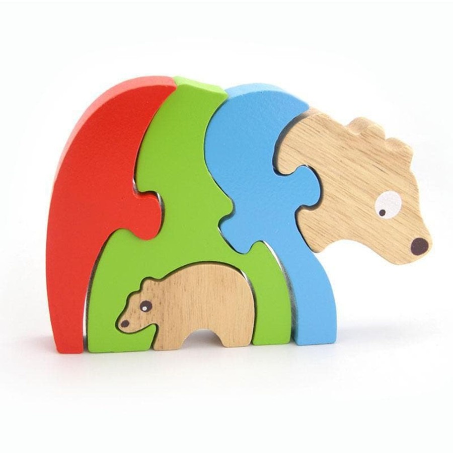 Kids Toys Kaper Kidz Wooden Puzzles | Stacking Jigsaw - Bear & Baby