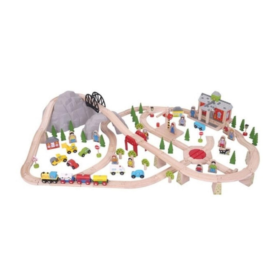 Kids Toys Bigjigs Wooden Train Sets | Mountain Railway Train Set