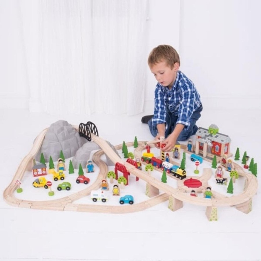 Kids Toys Bigjigs Wooden Train Sets | Mountain Railway Train Set