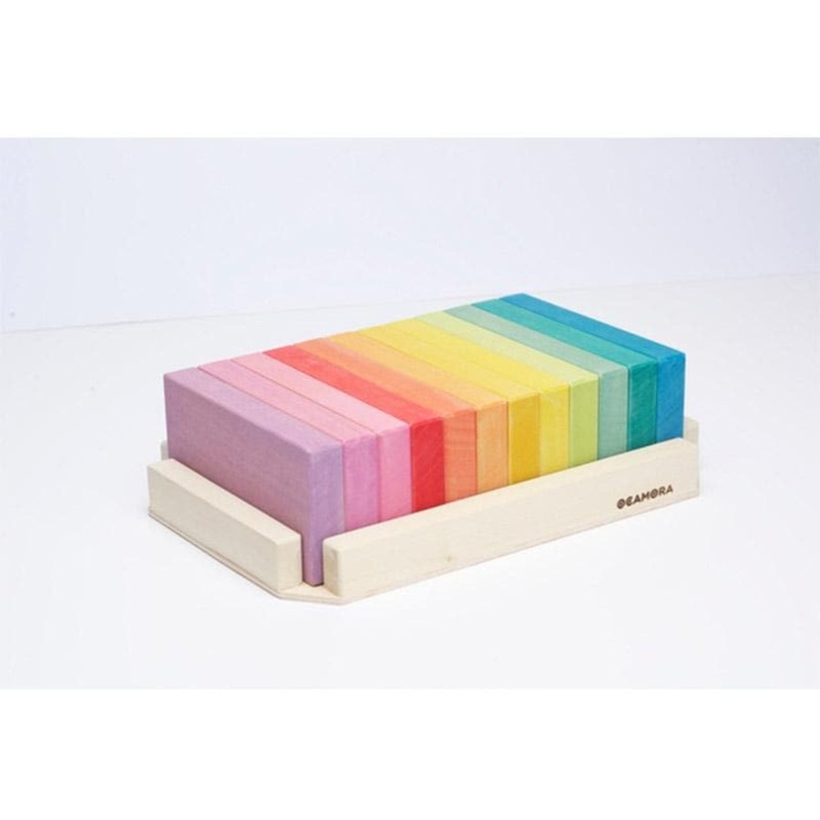 Kids Toys Ocamora Wooden Rainbows | 12 Wooden Tablets - Coloured