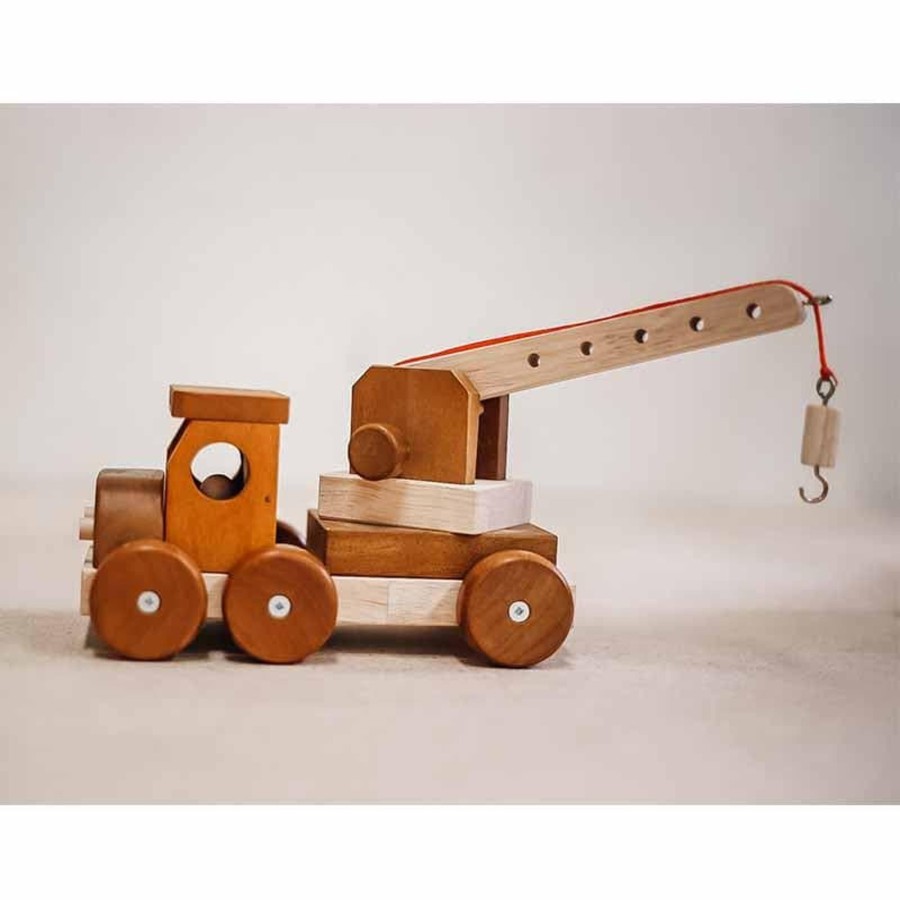 Kids Toys Qtoys Wooden Toy Cars | Wooden Construction Crane