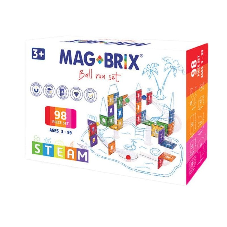 Kids Toys Magblox Construction Blocks | Magbrix 98Pcs Ball Run