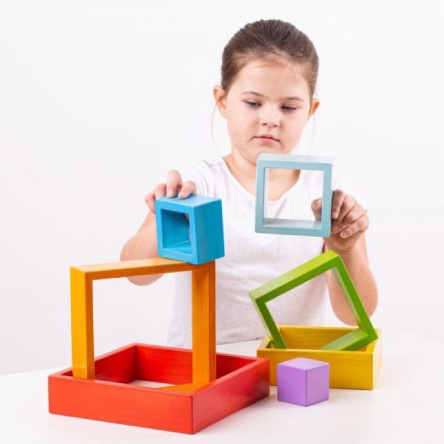 Babies & Toddlers Bigjigs Stacking Toys | Wooden Stacking Squares