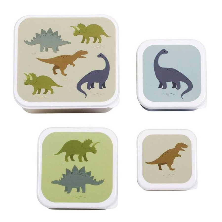 Babies & Toddlers A Little Lovely Company Kids Bowls And Cups | Dinosaurs Lunch & Snack Box - Set Of 4