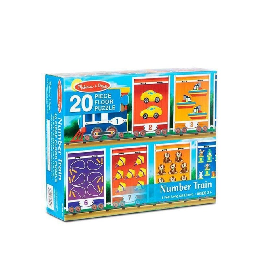 Kids Toys Melissa & Doug Wooden Puzzles | Number Train Floor Puzzle - 20Pc