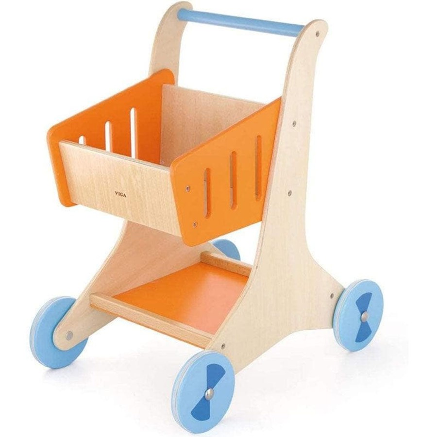 Kids Toys Viga Toys Kitchen Accessories | Wooden Shopping Cart