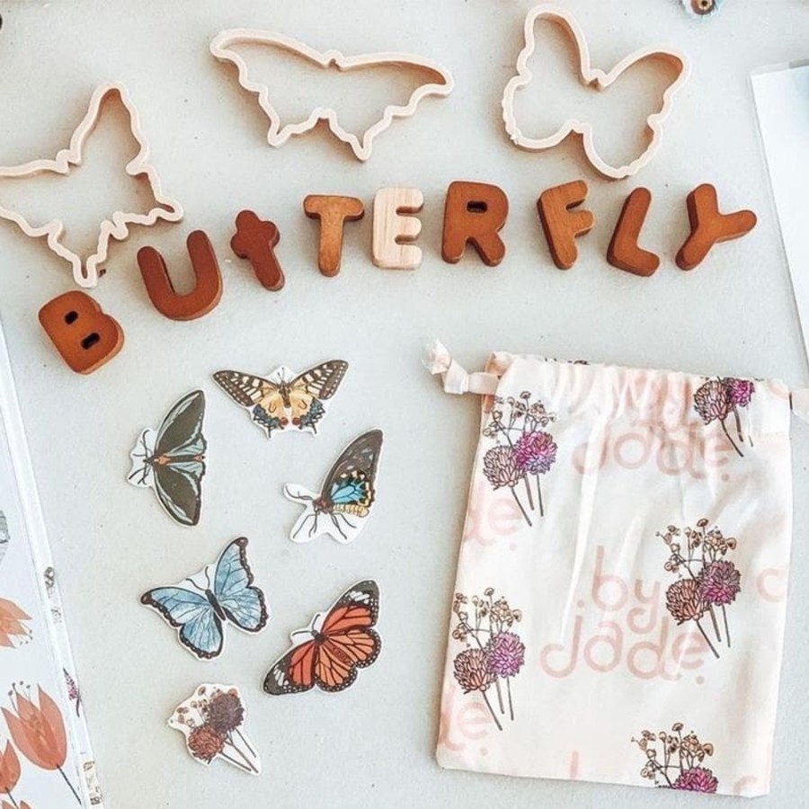 Kids Toys Kinfolk & Co. Wooden Stamps | Butterfly Eco Cutter Set